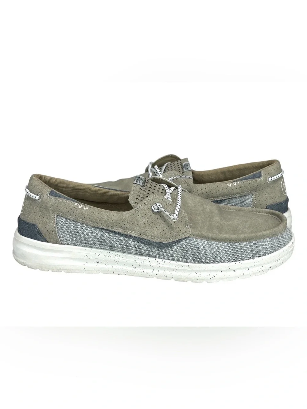 Hey Dude Welsh Grip Mix Oyster Men's Boat Shoes Canvas Oyster US 13 EU 46